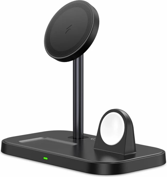 Karikues induktiv 3-në-1 Tech-Protect QI15W-A22 me MagSafe, për smartphone, Apple Watch dhe AirPods, i zi
