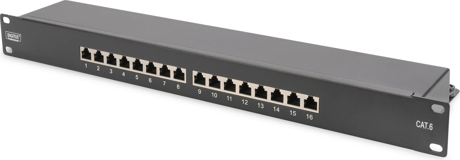 Patchpanel Digitus 16-portë Cat6, 1U, i zi