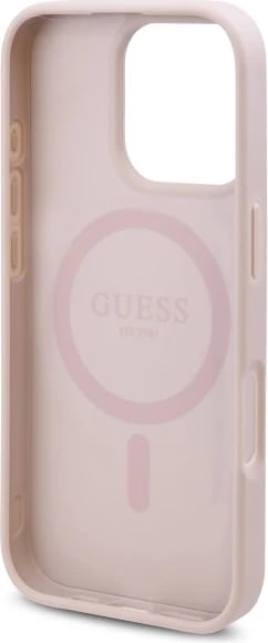 Mbështjellës Guess GUHMP16LP4ROPEMCP për iPhone 16 Pro 6.3", hardcase, MagSafe, rozë