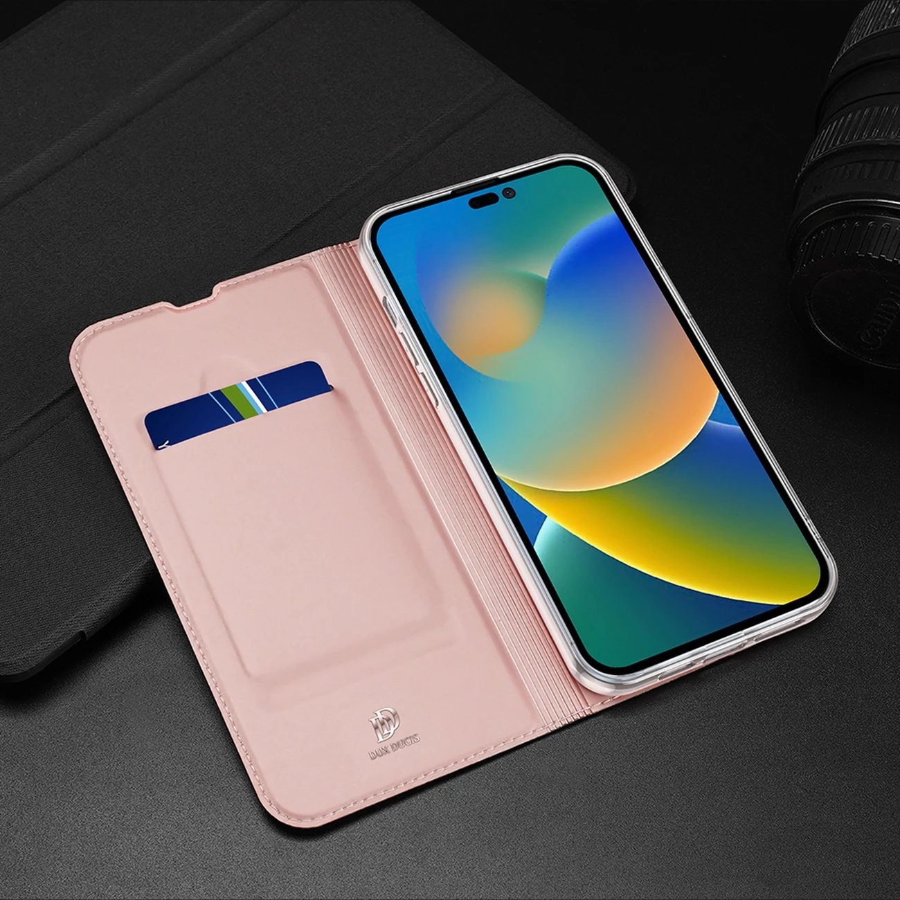 Mbështjellës Dux Ducis Skin Pro për iPhone 14 Pro Max, me kapak, i zi Mbështjellës Dux Ducis Skin Pro për iPhone 14 Pro Max, me kapak, i zi