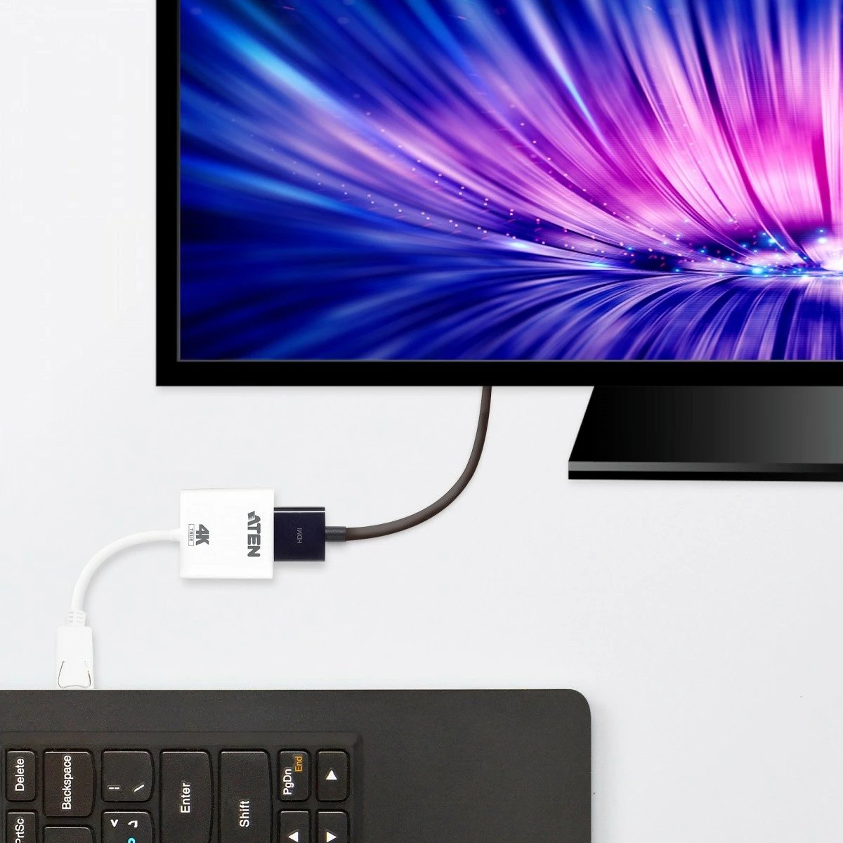 Adapter DisplayPort në HDMI 4K ATEN VC986B, i bardhë