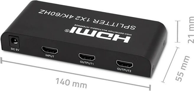 Splitter HDMI Qoltec 51797, 1x2, 4K/60Hz, i zi