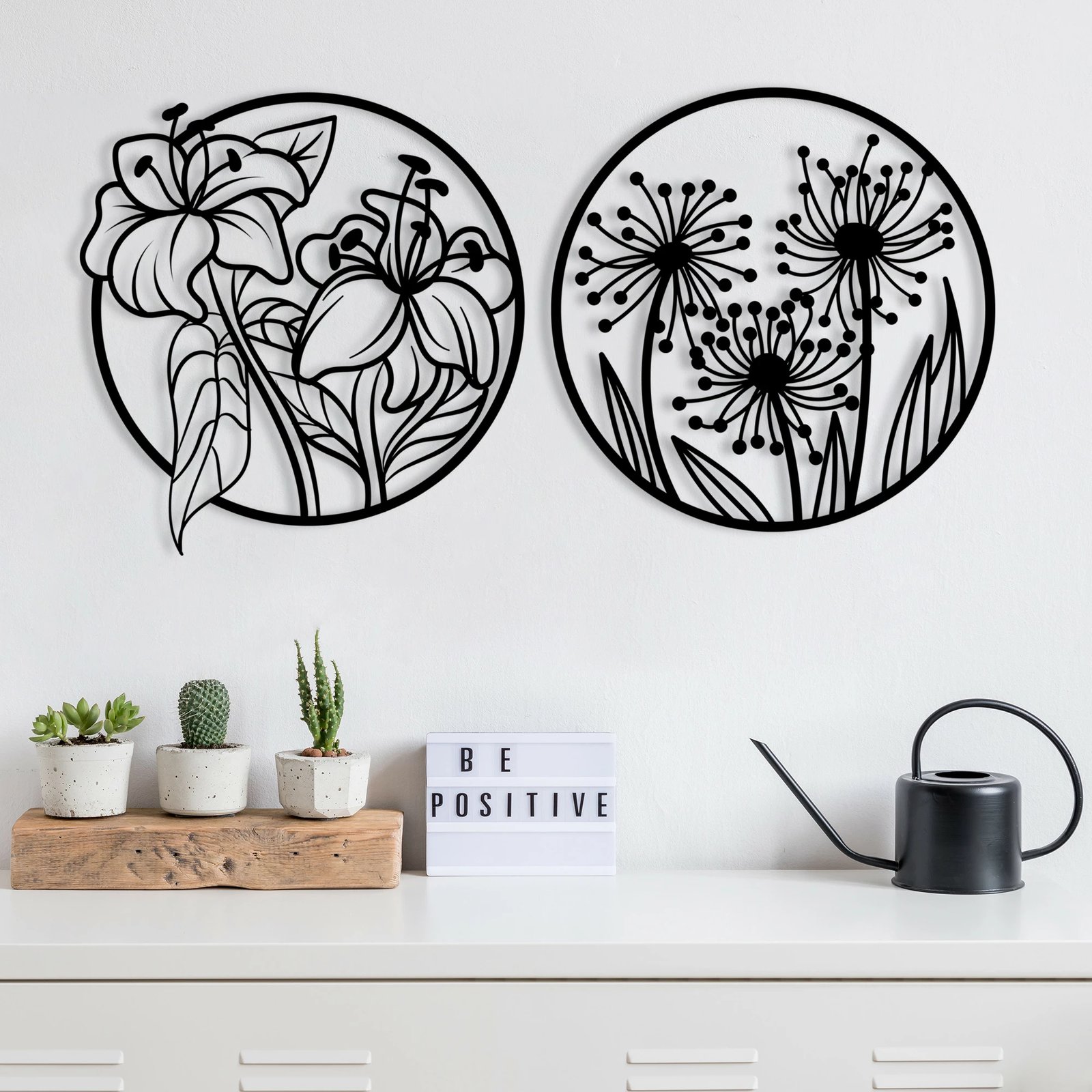 Aksesor dekorativ metalik për mur, Wallity, Mucbir, ngjyrë e zezë, 100x50cm