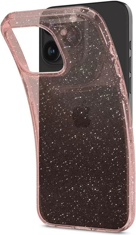 Mbështjellës Spigen Liquid Crystal Glitter për iPhone 15 Pro, Transparent/Rozë