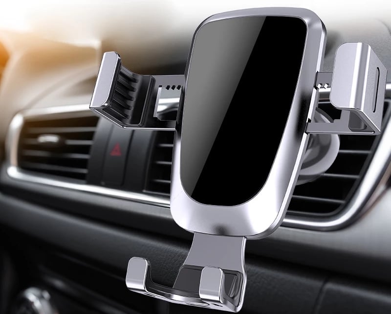 Mbajtës gravitacional për celular Hurtel YC08 për ventilator të makinës, argjendtë