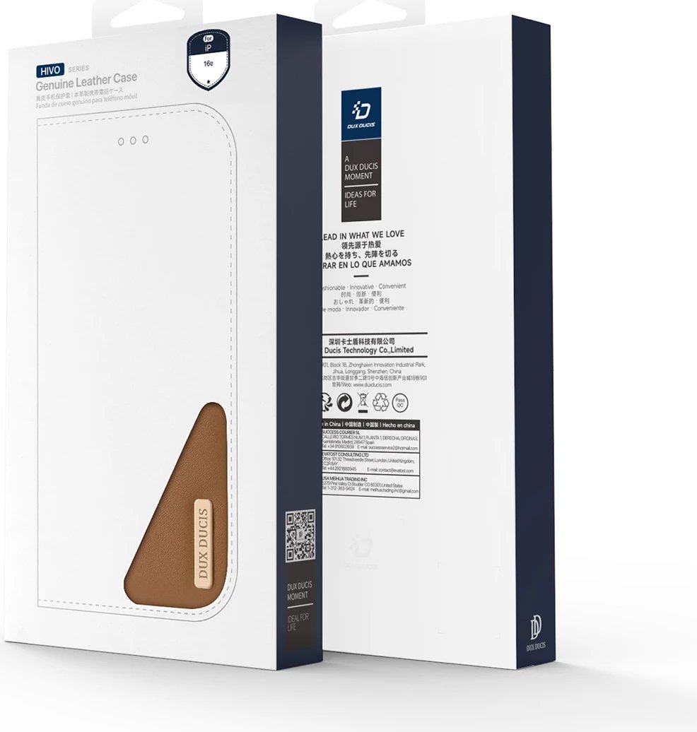 Mbështjellës Dux Ducis Hivo për iPhone 16e, me flip, mbrojtje RFID, kafe