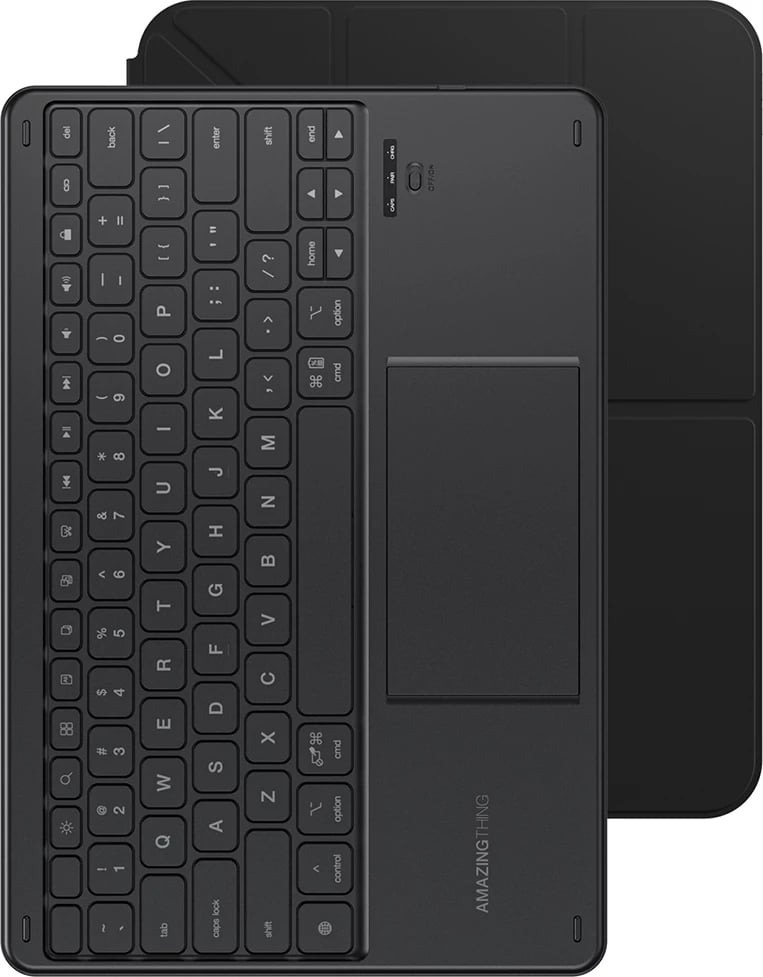 Mbështjellës me tastierë Bluetooth, AmazingThing, Minimal Case KeyLite Combo, për iPad 11" 2025, me touchpad dhe qëndrim me kënde, i zi