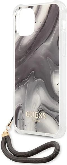 Mbështjellës Guess GUHCP12LKSMAGR për iPhone 12 Pro Max 6.7", Marble Collection, Gri me varëse