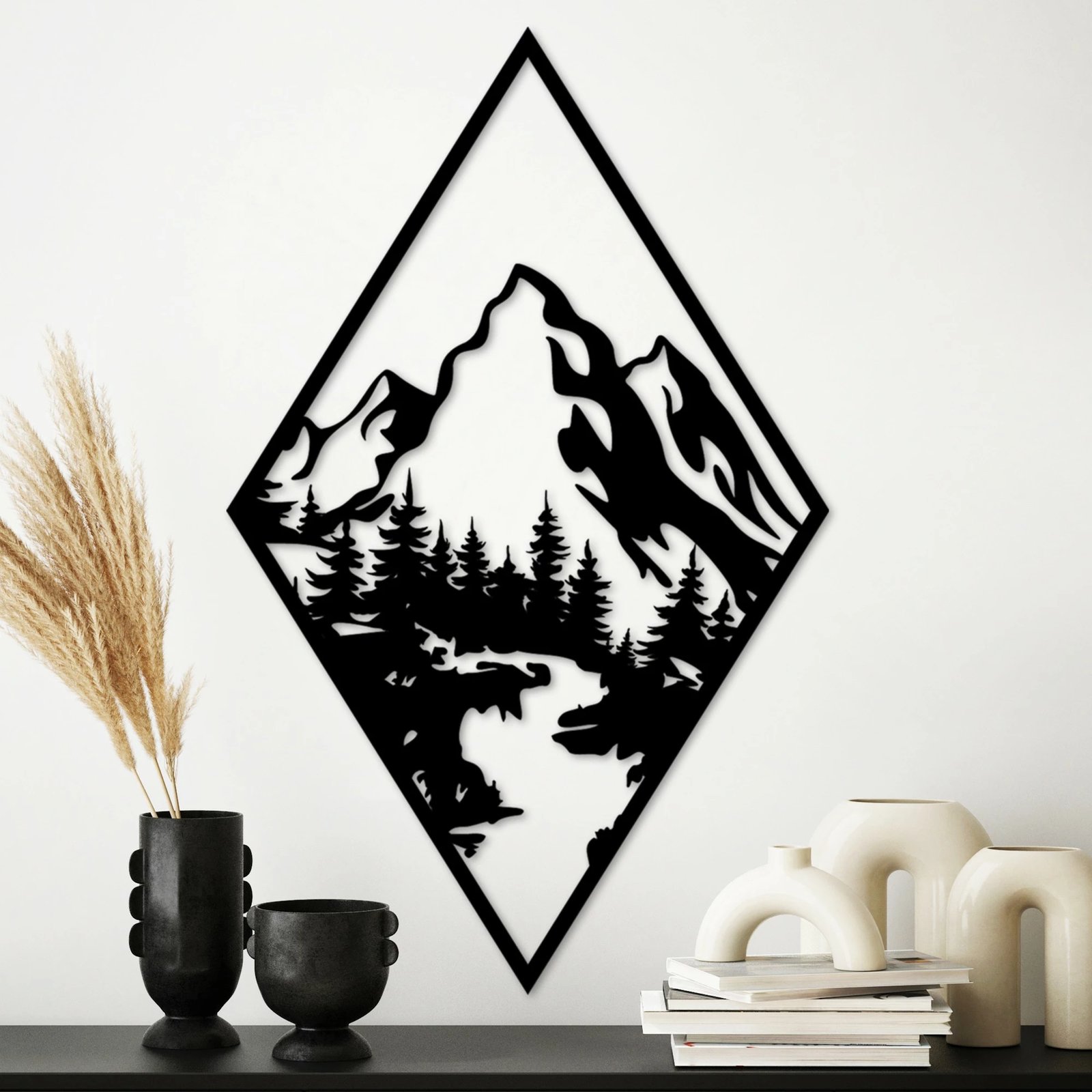 Aksesor dekorativ metalik për mur, Wallity, Montain 1