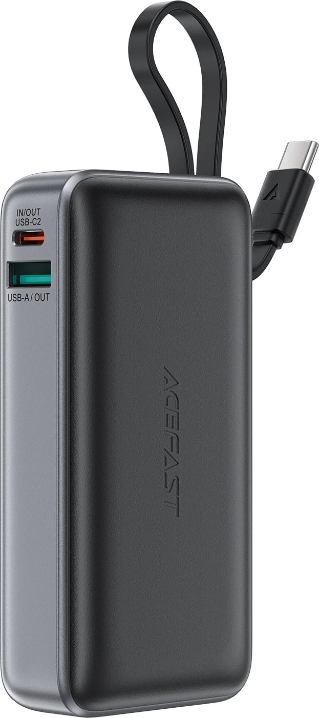 Powerbank Acefast M7-10000 PD30W me kabllo të integruar, e zezë