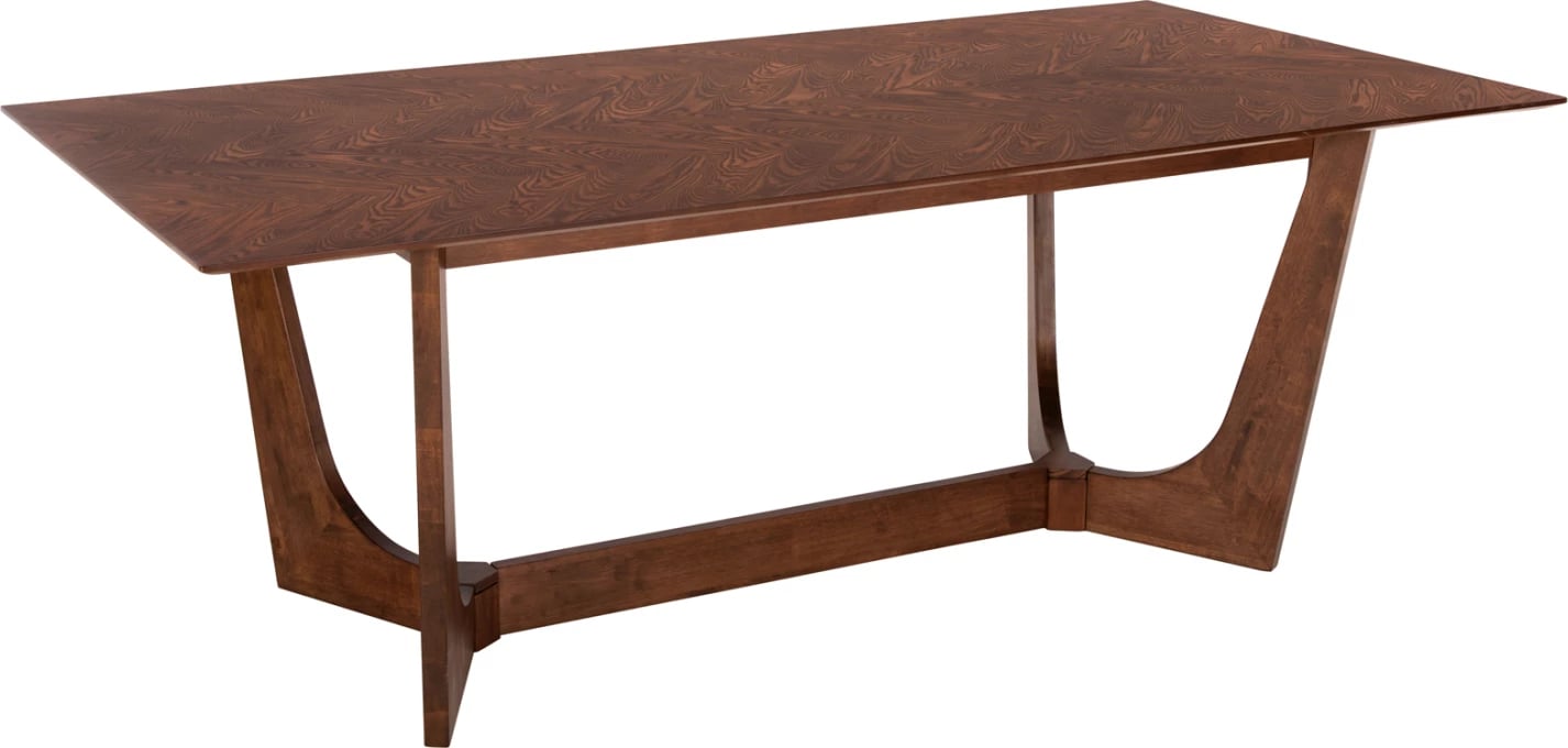 Tavolinë ngrënieje RIMER, MDF me furnir druri frashëri, ngjyrë arre, 220x100x75H cm