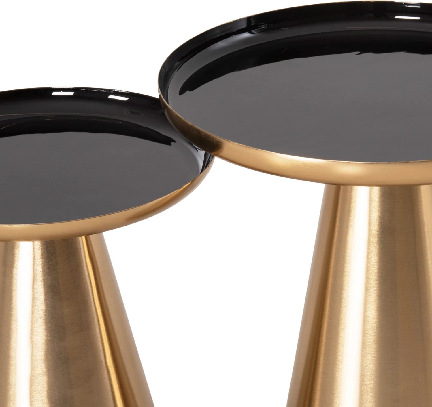 Tavolina kafeje 2 copë OLUF, metal i smaltuar, ngjyrë ari me shkëlqim & e zezë, Φ50 & Φ41 cm