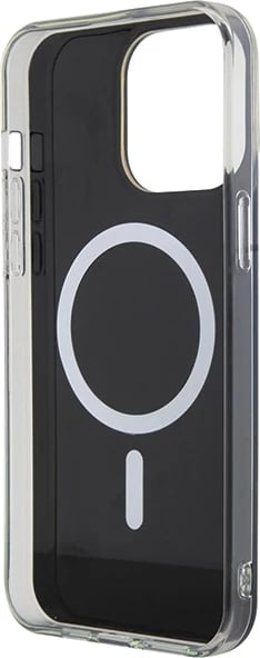 Mbështjellës Guess IML Iridescent MagSafe për iPhone 15 Pro, e zezë