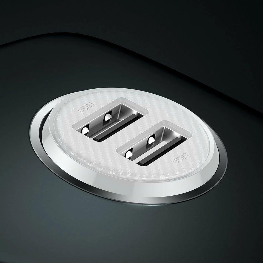 Karikues veture Baseus Grain Pro CCALLP-02, 2x USB-A, 4.8A, Bardhë