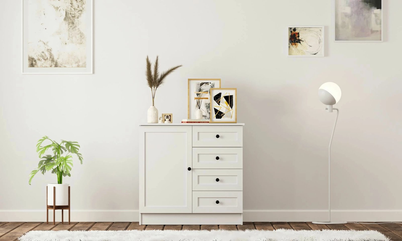 Komodë Skye Decor, ngjyrë e bardhë mat, Rb-168-04-002