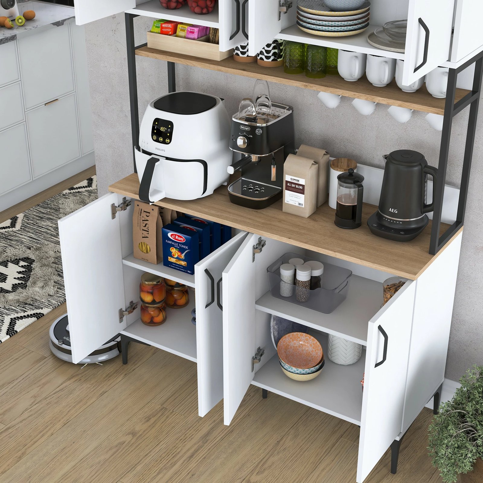 Dollap shumëfunksional Skye Decor, ngjyrë arre dhe e bardhë, JE173 - 3399