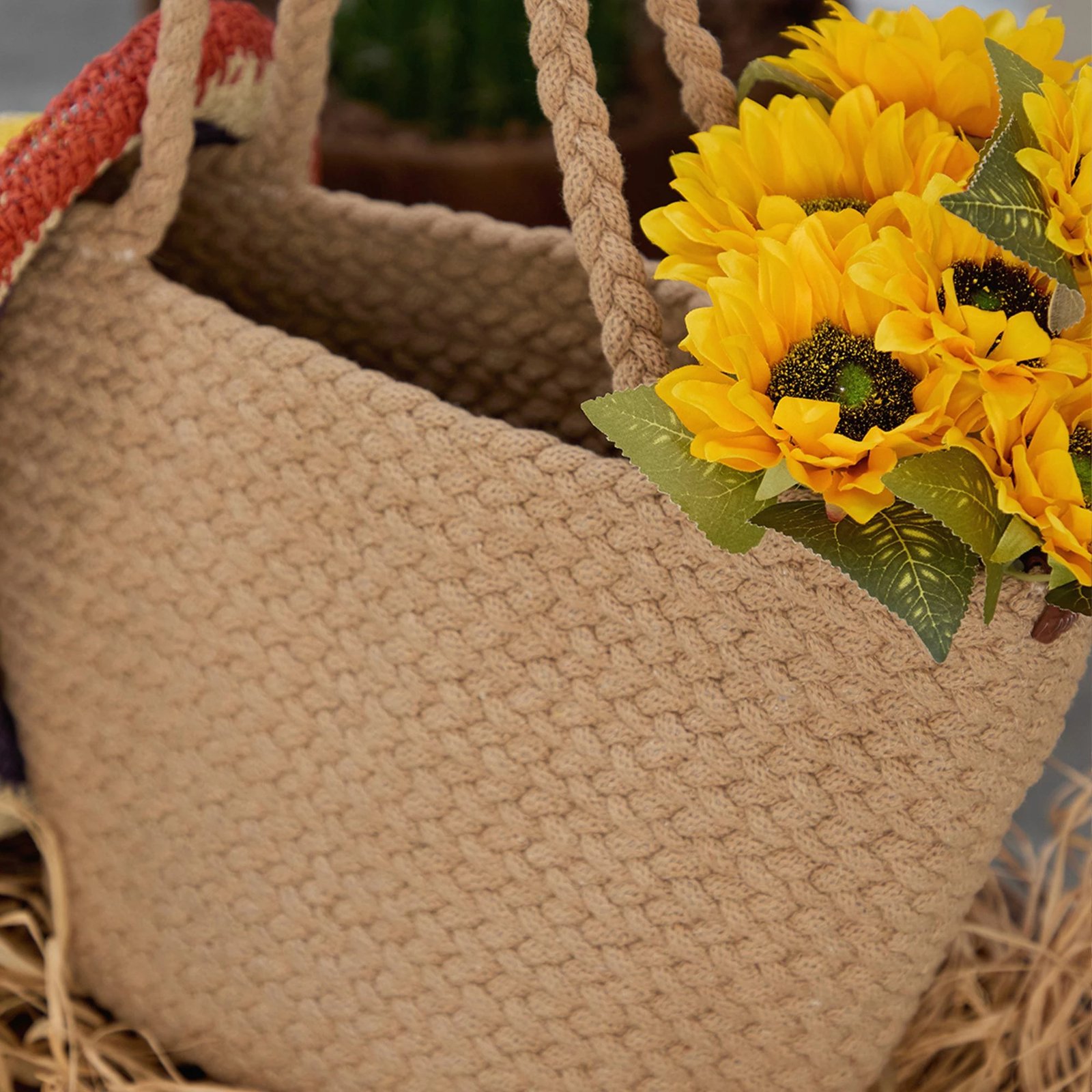 Çantë tote prej pambuku jute, ngjyrë kafe, Coco24030