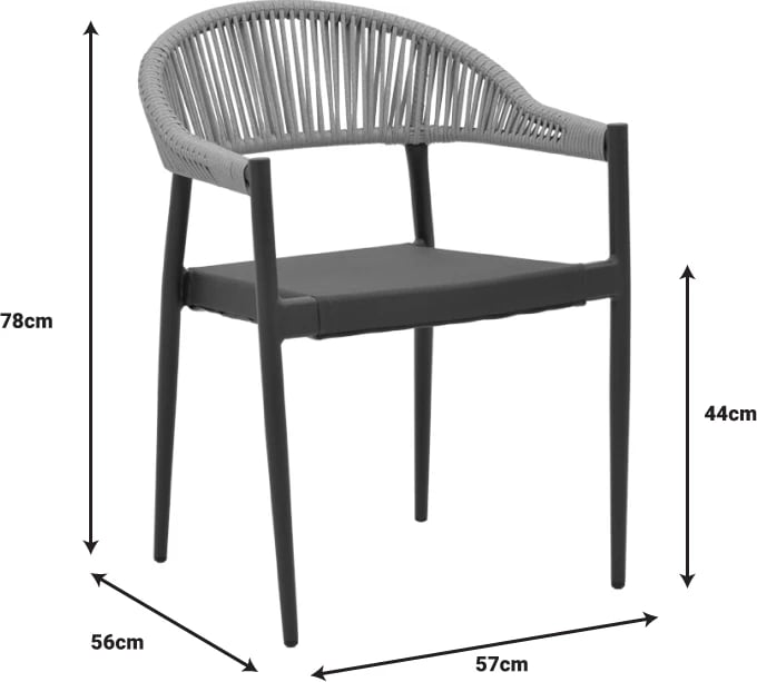 Set tavoline me karrige për terasë Kliton-Elation, alumin, ngjyrë antracit, 80x80x74cm, 5 copë