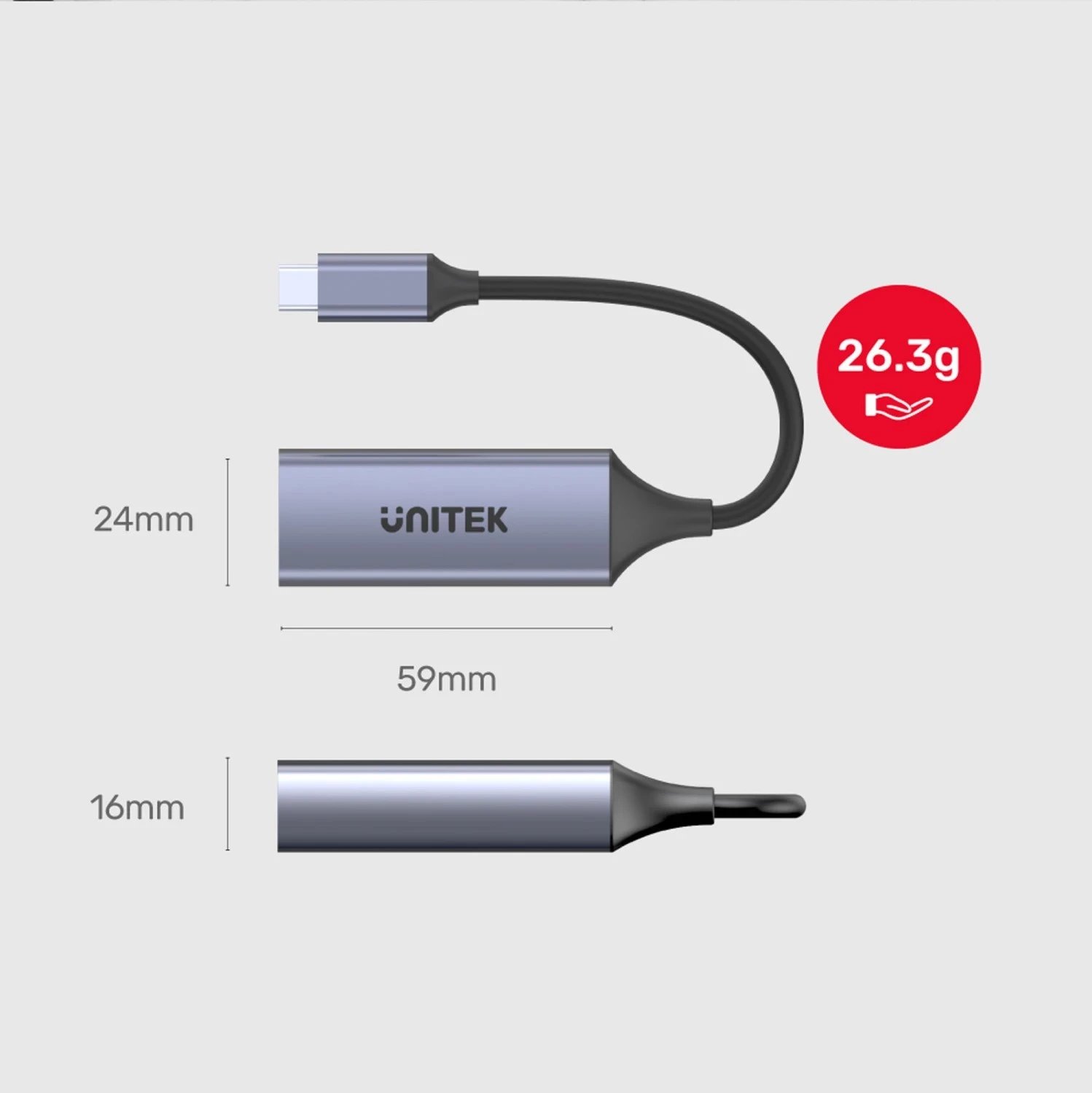 Adapter Unitek USB-C në RJ45 1Gbit LAN, PD 100W Adapter Unitek USB-C në RJ45 1Gbit LAN, PD 100W