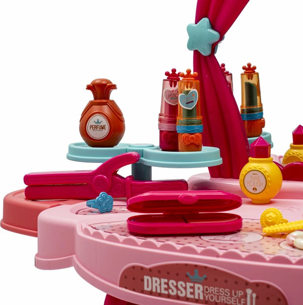 tavolinë grimimi për fëmijë, BABY MIX, me efekte zanore, me karrige, 57 x 29 x 69.5 cm, rozë, set lodrash
