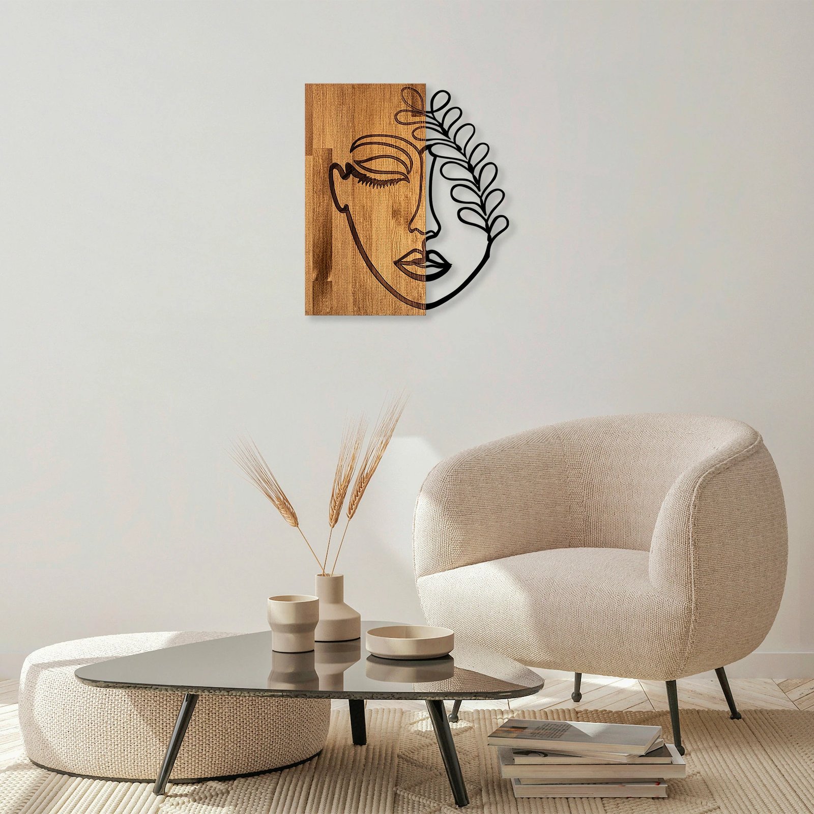 Aksesor dekorativ muri prej druri, Wallity, MA-281, ngjyrë arre dhe e zezë