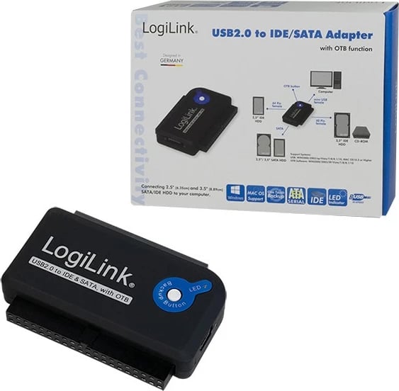 Adapter LogiLink AU0006C, USB Type-A, IDE/ATA, SATA, 1.2 m, e zezë