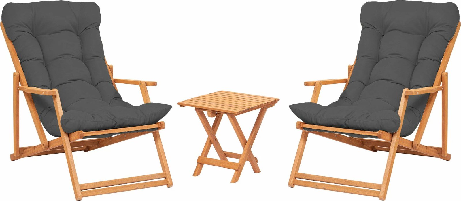 Set tavolinë me karrige për kopsht (3 pjesë), Hanah Home, My007, gri