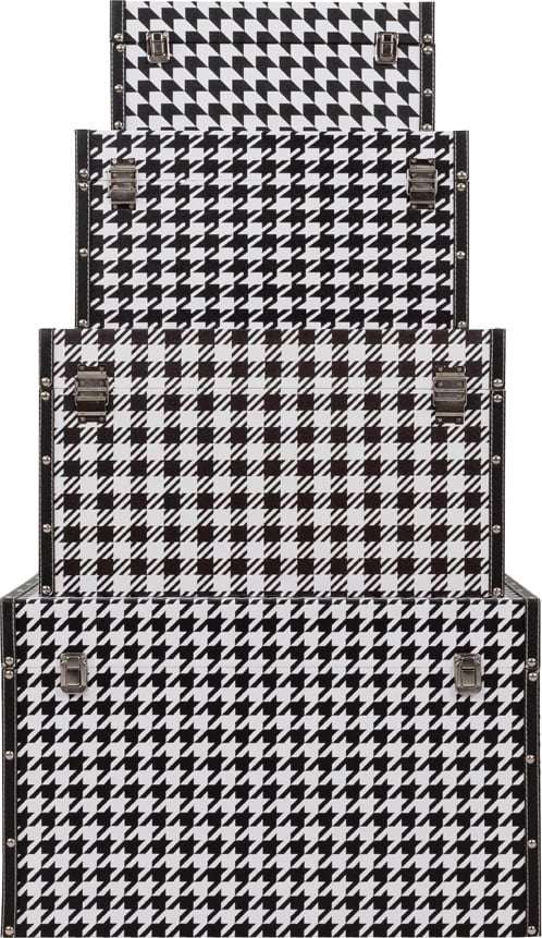 Set katër sanduqesh Ferre, e zezë dhe e bardhë, 64x40x40 Set katër sanduqesh Ferre, e zezë dhe e bardhë, 64x40x40