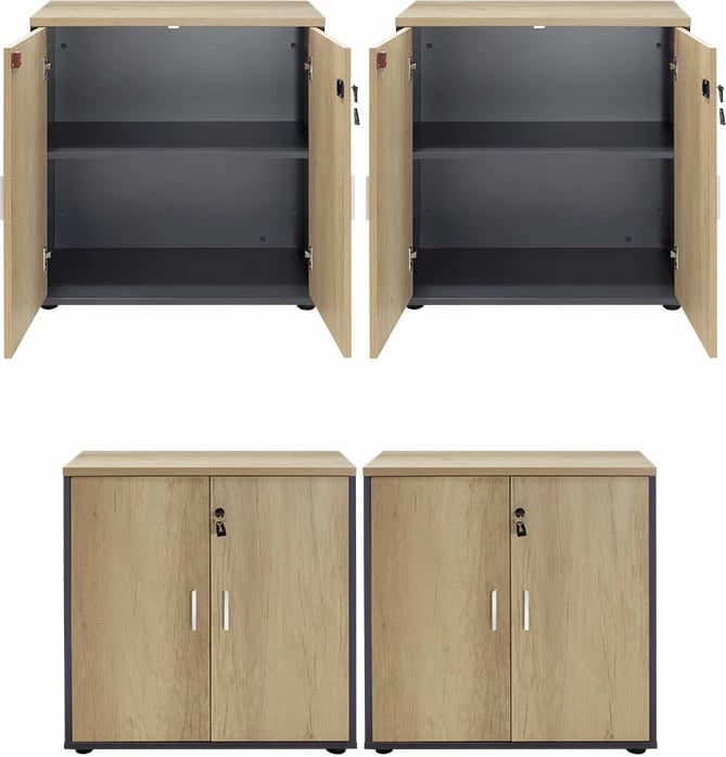 Dollap Lotus me 4 dyer, ngjyrë lisi-gri e errët, 160x40,5x80cm