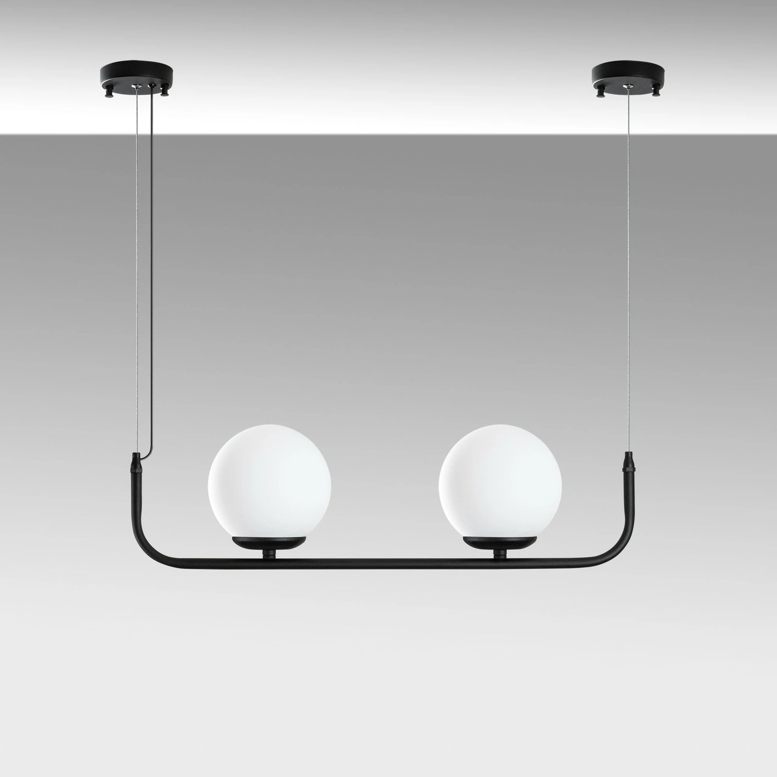 Llambë tavani Opviq Faruk, metal i zi, 2 copa, 56x15x20-110cm