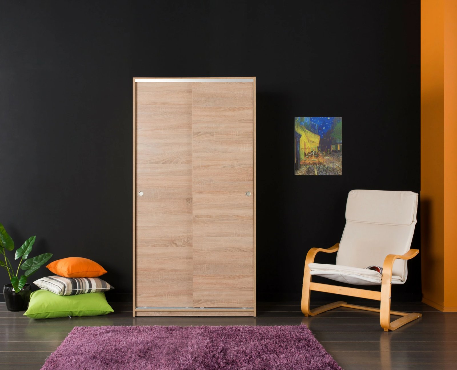 Dollap me dyer rrëshqitëse, ngjyrë Sonomo, Hanah Home, SWD-402-SS-2, 94x52x182 cm