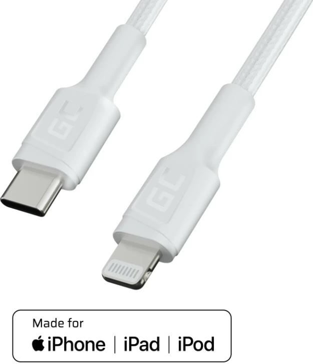 Kabllo Green Cell PowerStream USB-C në Lightning 1m, e bardhë Kabllo Green Cell PowerStream USB-C në Lightning 1m, e bardhë