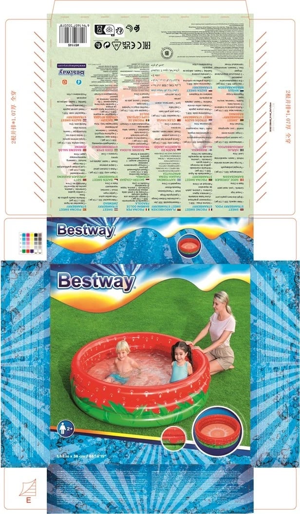 Pishinë e fryrë Bestway H2OGO! Sweet Strawberry, e rrumbullakët, shumëngjyrëshe