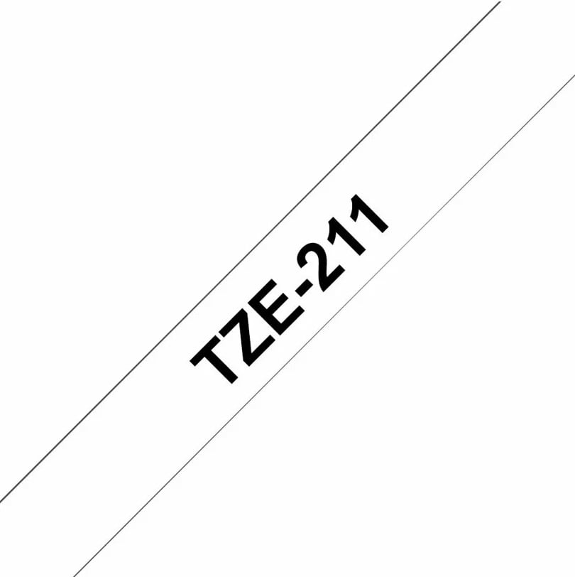 Kasetë etiketuese Brother TZe-211, 6mm, e laminuar, e zezë mbi të bardhë, 8m