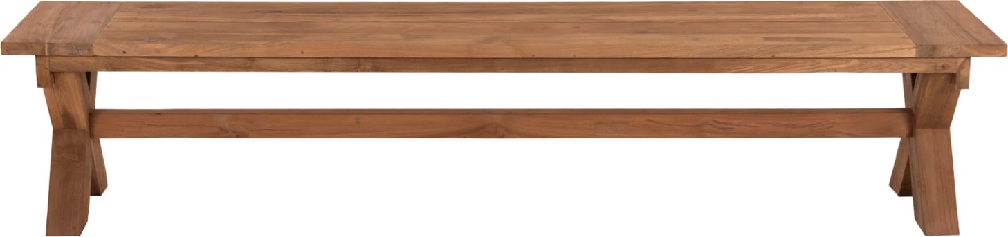 Stol për jashtë, dru TEAK i ricikluar, ngjyrë natyrale, 220x40x45H cm