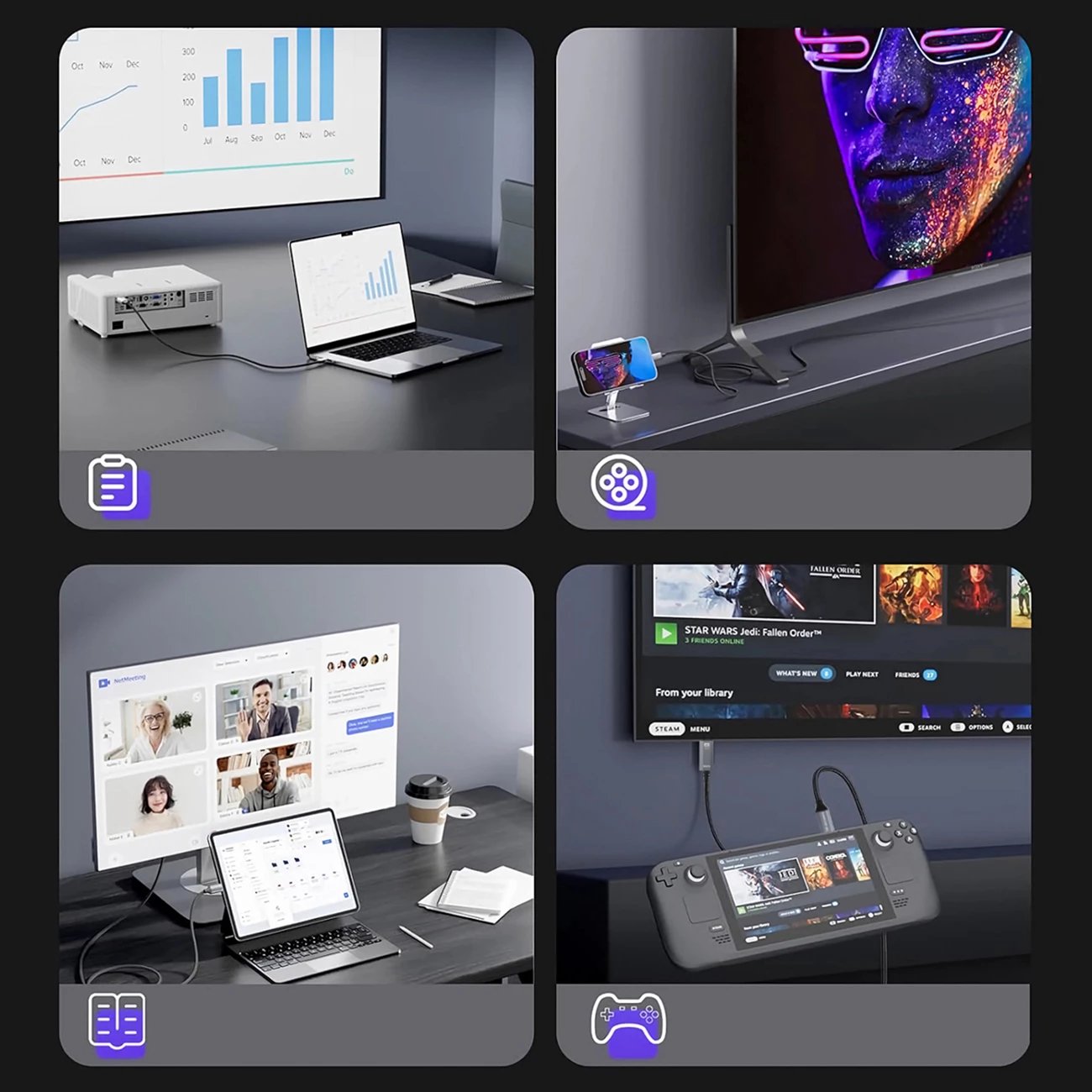 Kabllo USB-C në HDMI, Wozinsky WCCH-01, 4K 60Hz 1.8 m, e zezë