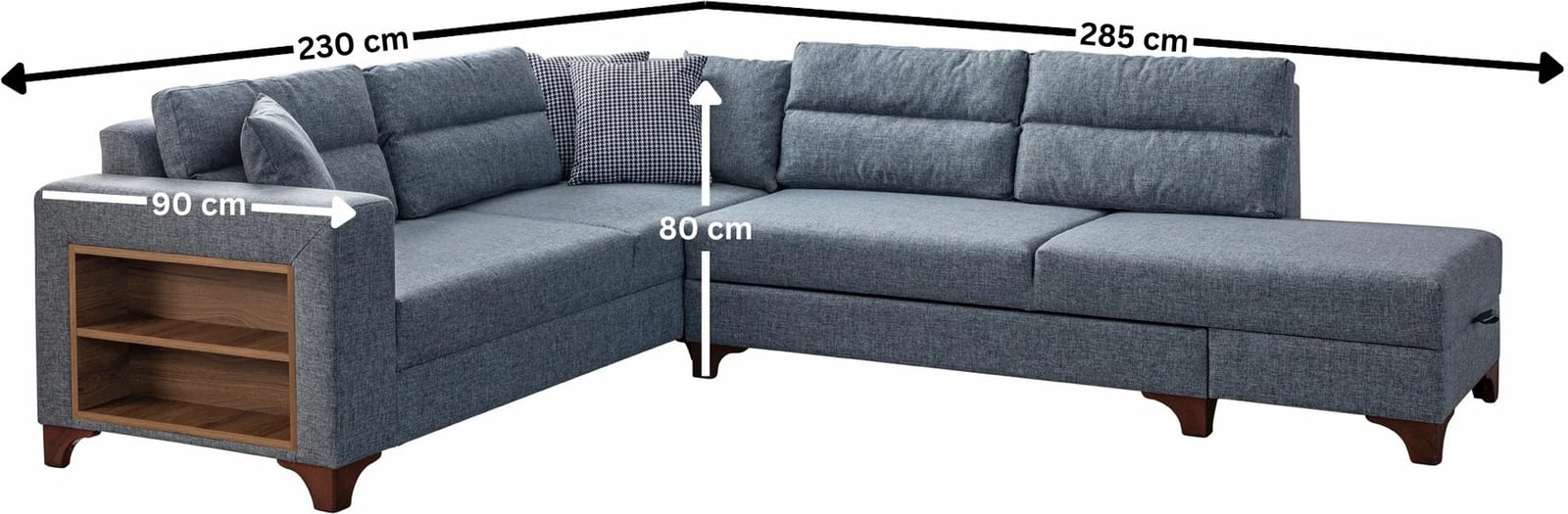 Kënd-sofë krevate Atelier del Sofa, Tloft majtas, ngjyrë gri