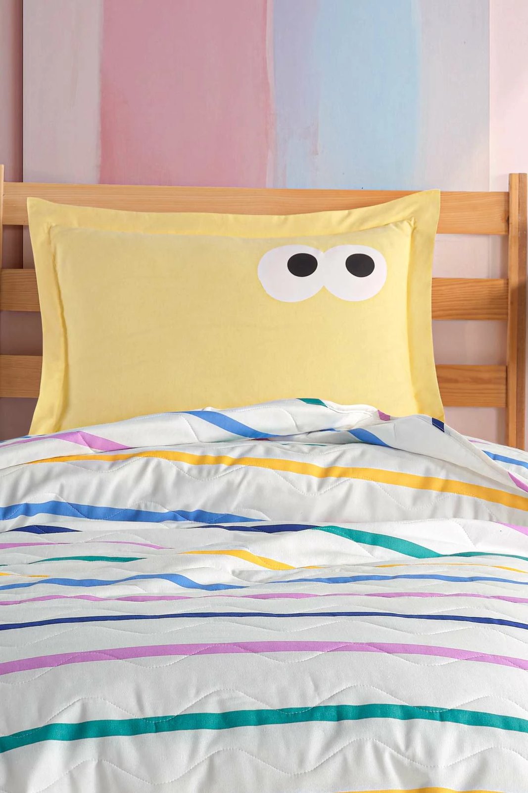 Set mbulesë krevati teke Funny, ngjyrë e verdhë