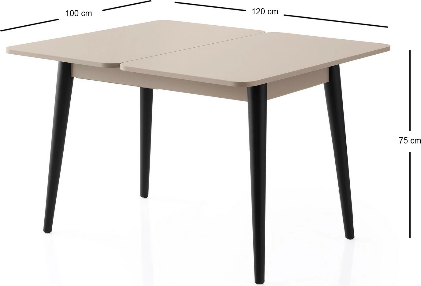 Tavolinë ngrënieje me zgjatje, ngjyrë moka e çelët, Dolunay - 1285