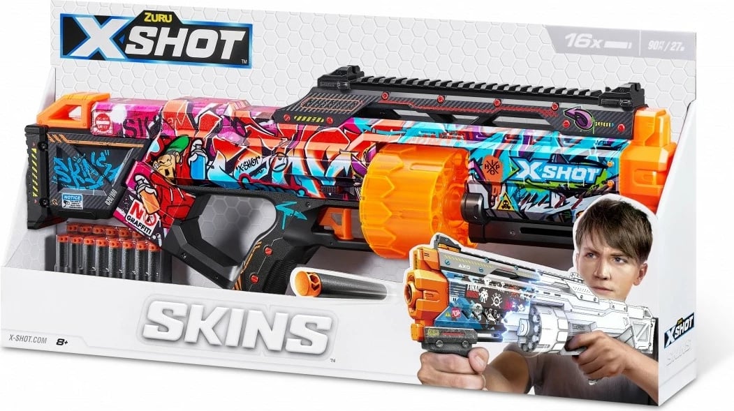 Blaster lodër ZURU X-Shot SKINS-LAST STAND, 16 shigjeta, multicolor