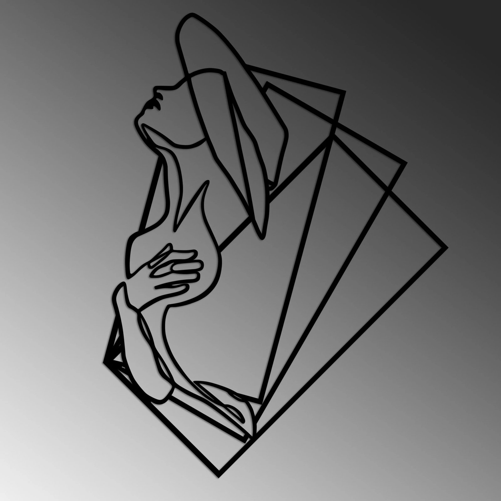 Aksesor dekorativ metalik për mur, Wallity, grua 1 - L