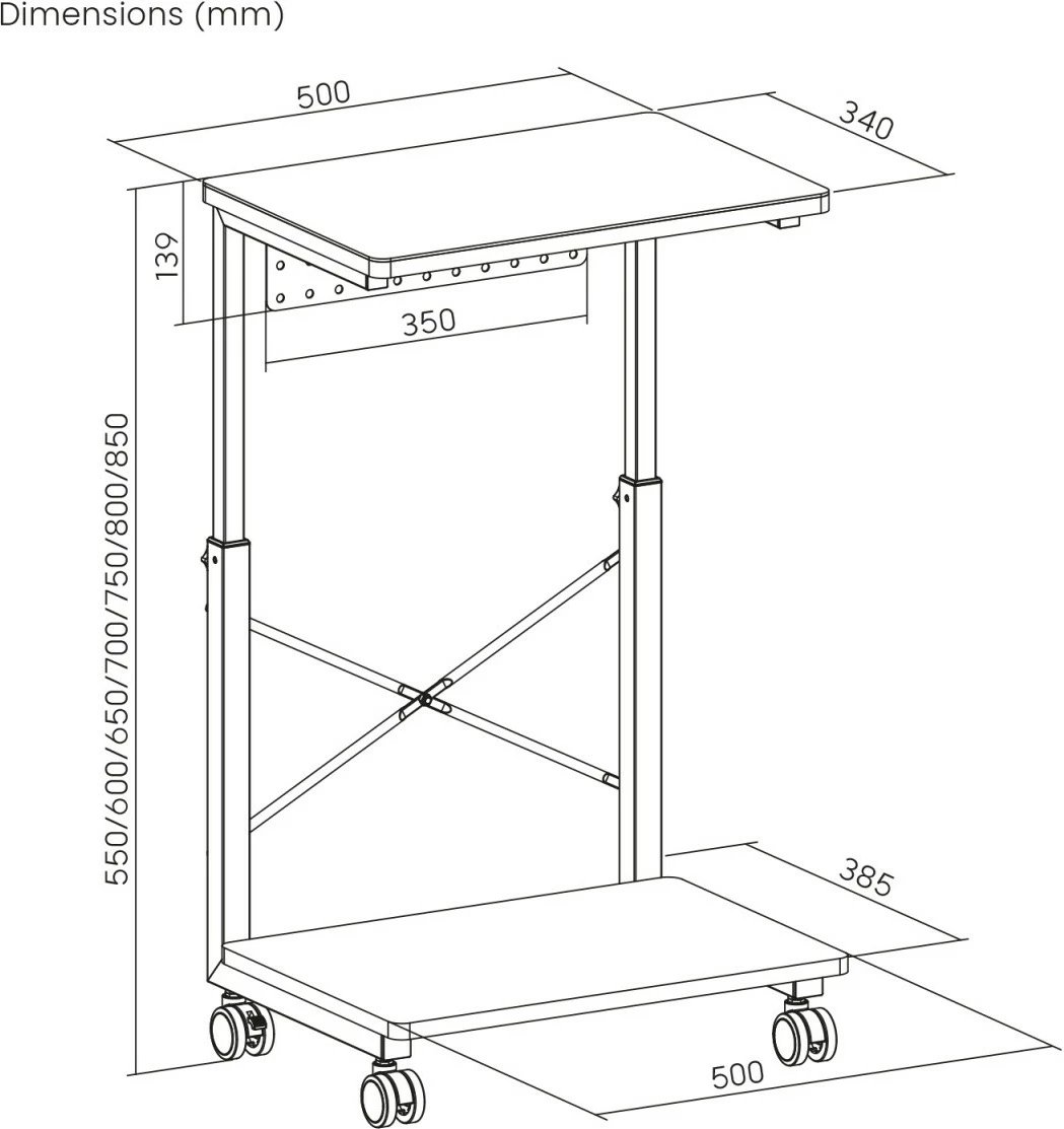 Karrocë për kasë kompjuteri Maclean RS430, me rrota, e zezë