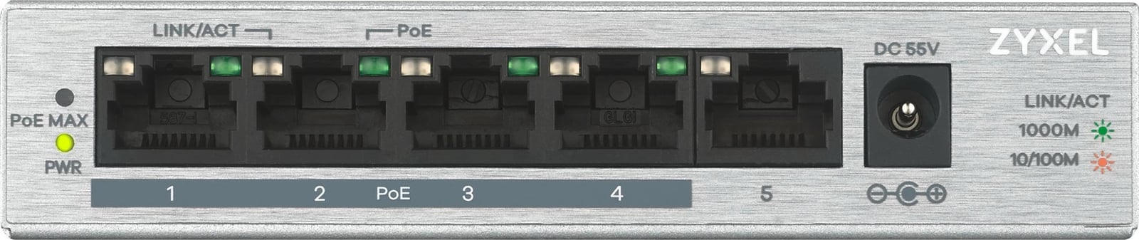 Switch Zyxel GS1005HP, Unmanaged, Gigabit Ethernet, PoE, Argjendtë