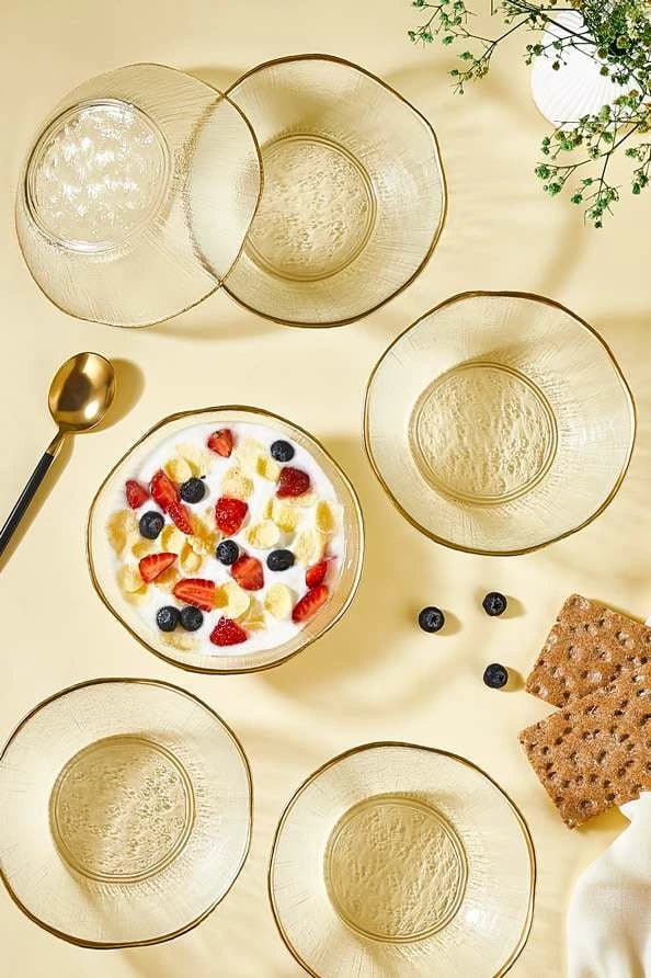 Set pjatash të thella prej qelqi, 6 copë, Hermia Ekol, transparente, 15cm