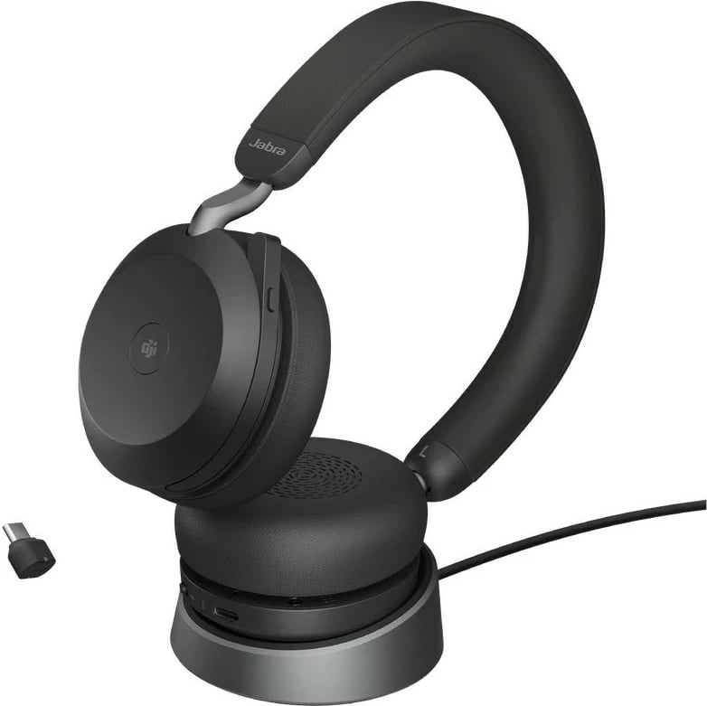 Kufje Jabra Evolve2 75, Bluetooth, me mikrofon, Noise Cancelling, e zezë