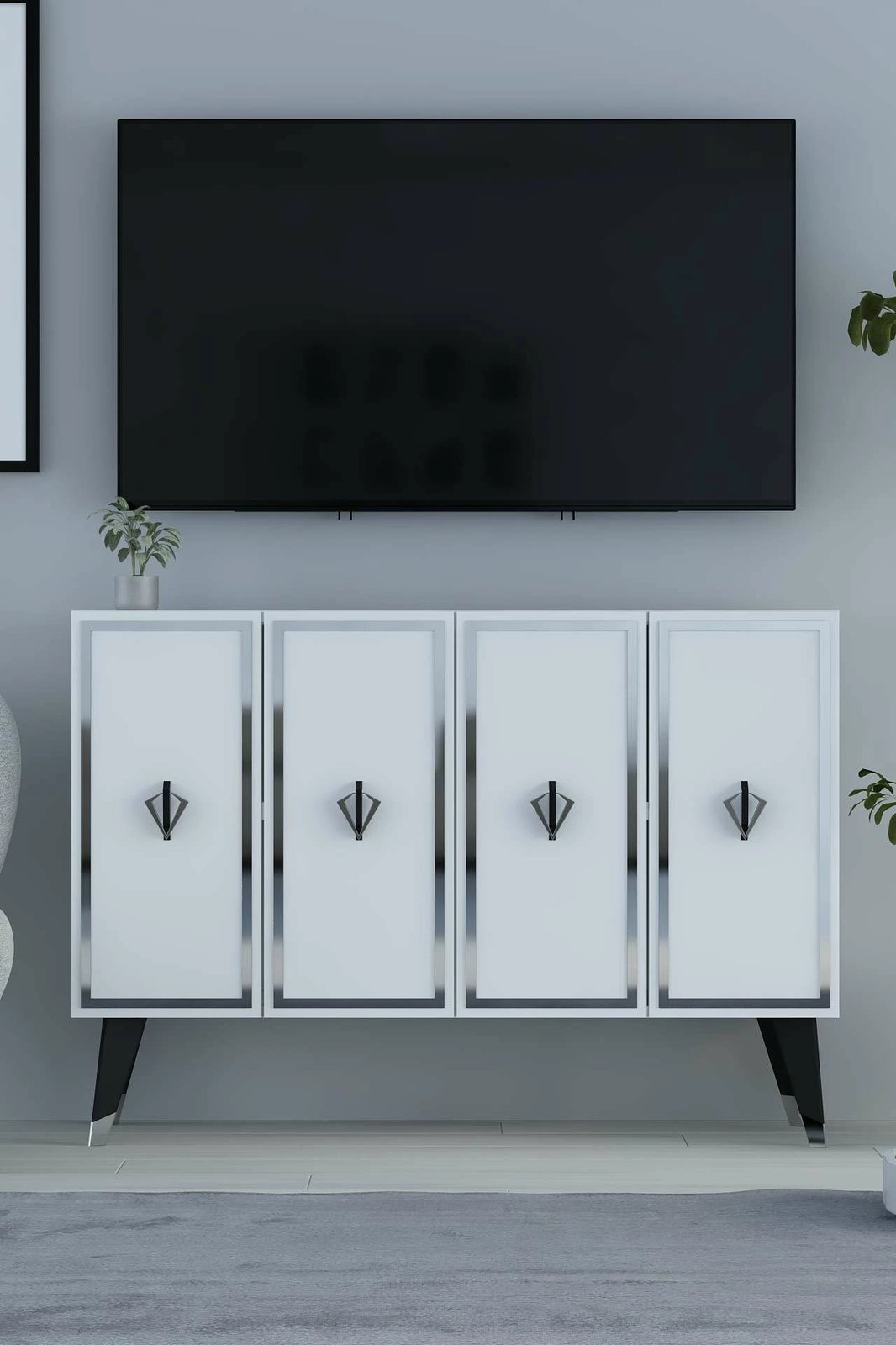 Konsol Skye Decor, 8175KM-32, e bardhë, e zezë, argjend