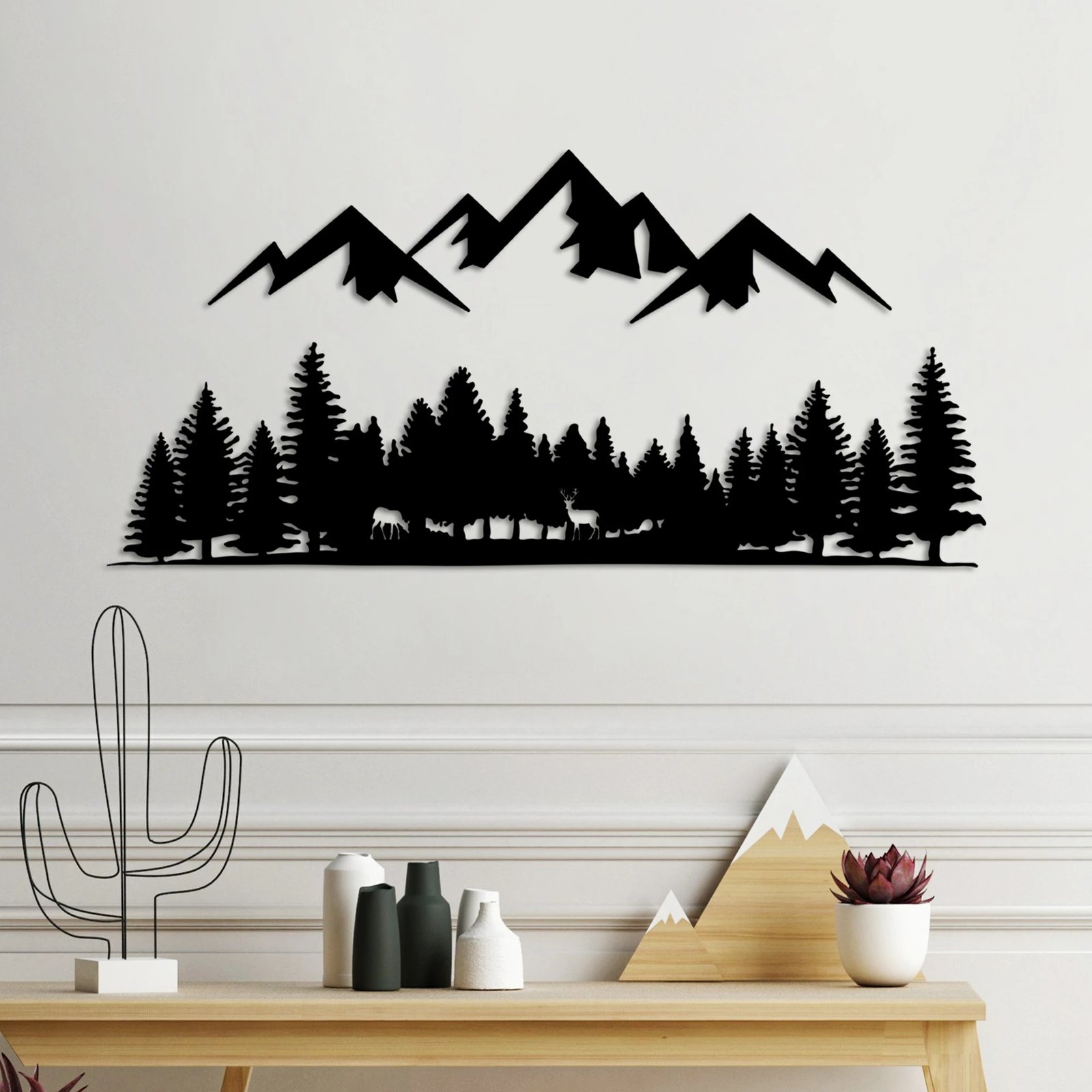 Aksesor dekorativ metalik për mur, Wallity, natyrë dhe male - 5