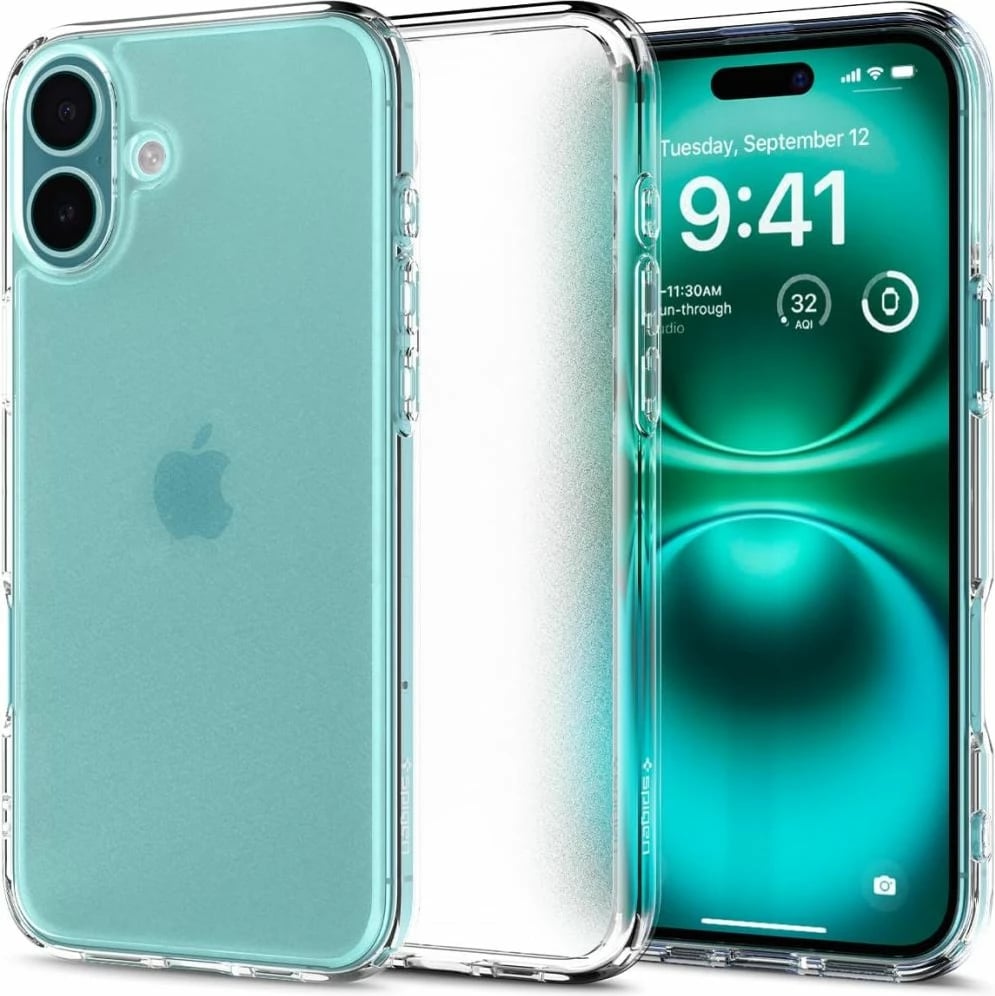 Mbështjellës, Spigen, Ultra Hybrid për iPhone 16, TPU+PC, MIL-STD 810G, transparent, set 1