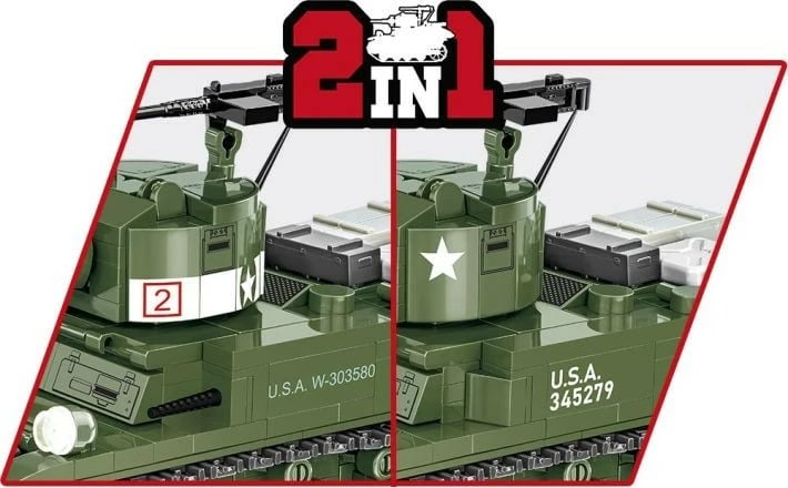 Set blloqesh Cobi Klocki M3 Stuart, 511 pjesë, me 2 figurina, Jeshile