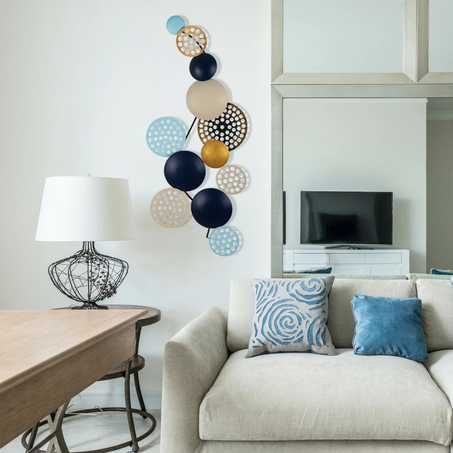 Aksesor dekorativ metalik për mur, Wallity Bronte, shumëngjyrësh, 90x42cm